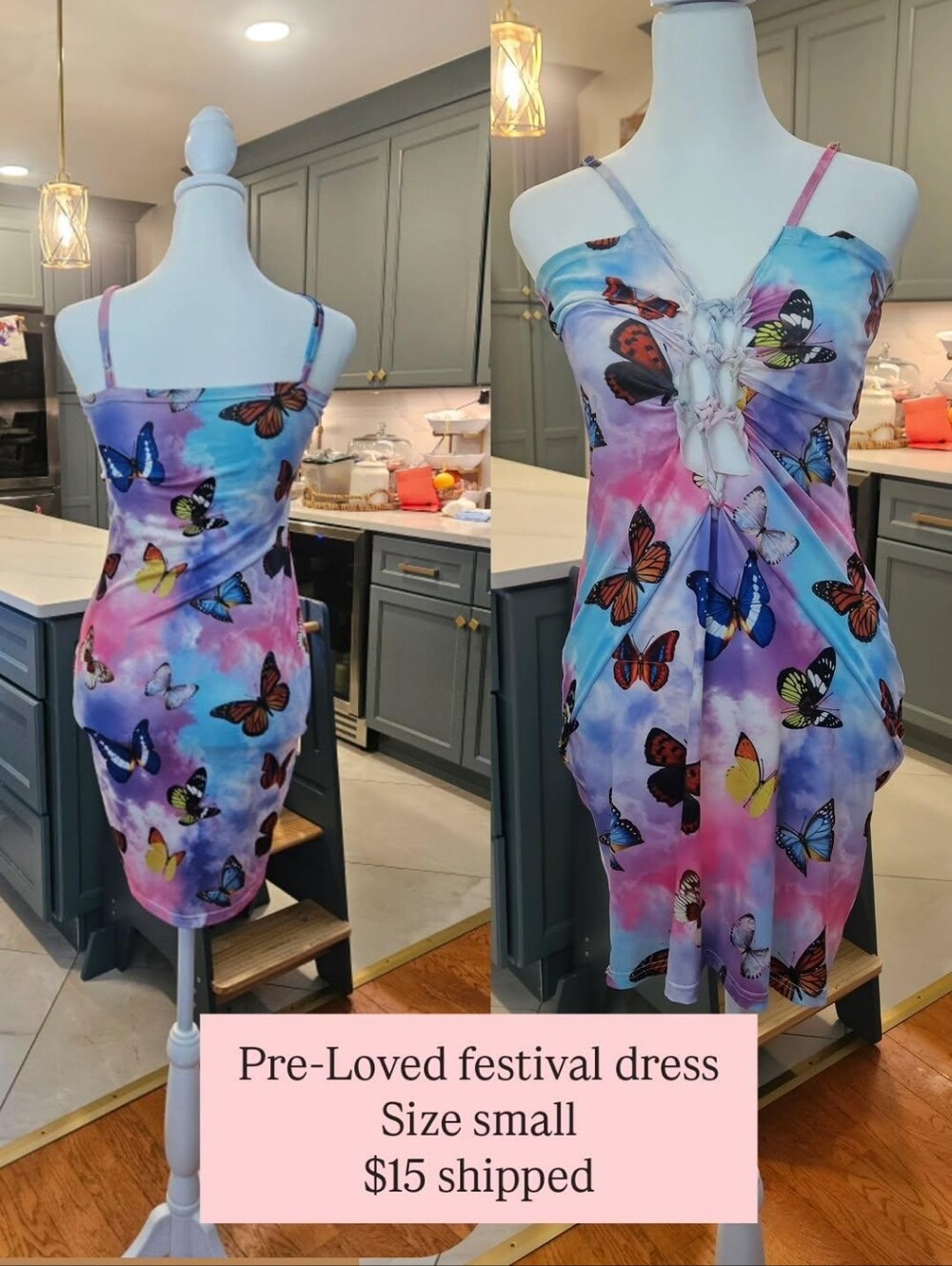 Butterfly Slit Weave Tie Knot Dress
